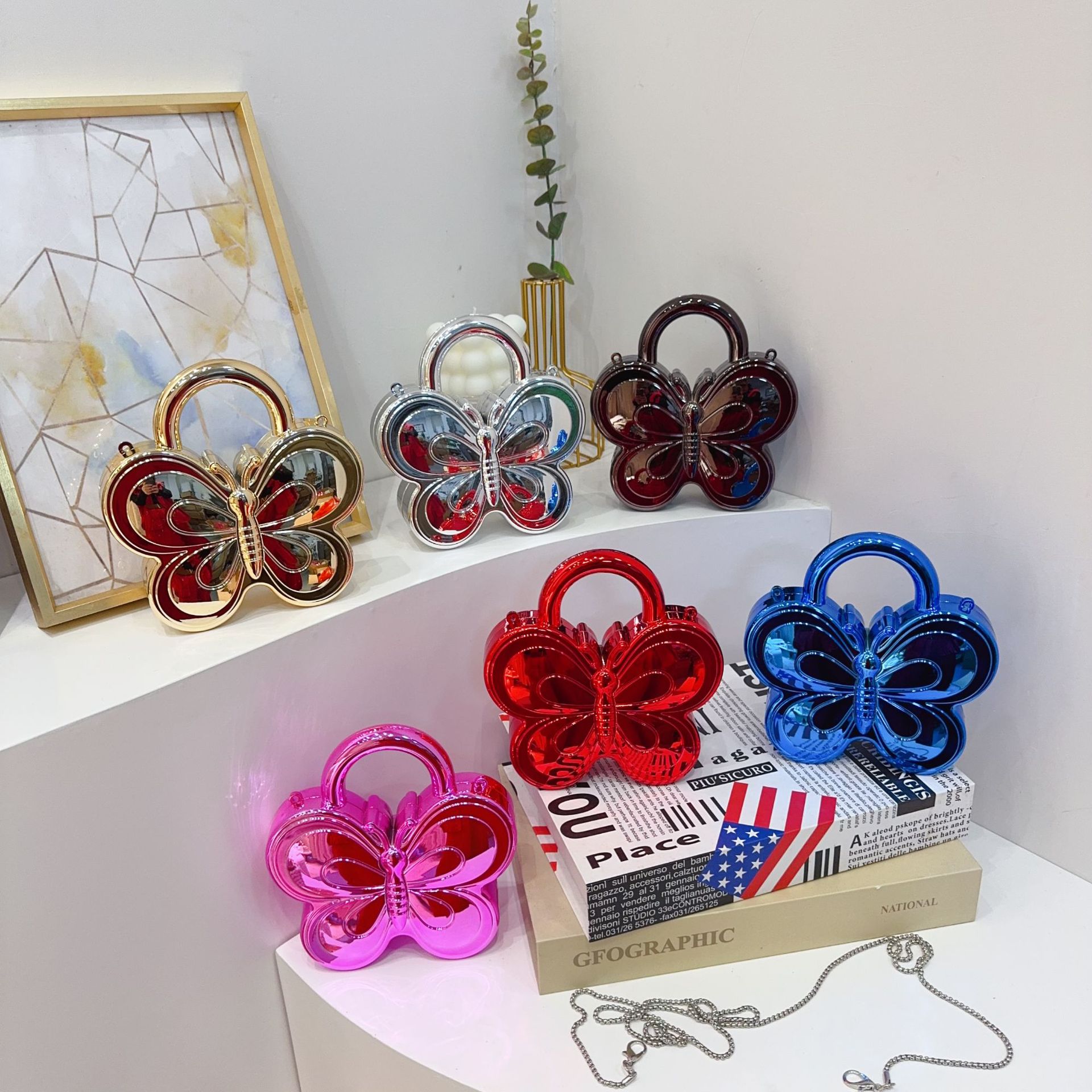Cross border foreign trade fashion women's acrylic bag bow clutch clutch wedding banquet one shoulder crossbody handbag