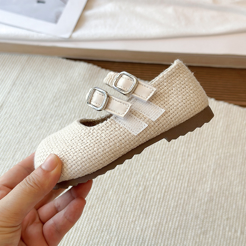 Girls' Boken leather shoes 2026 vintage plush Mary Jane leather shoes baby double button flat bottom anti slip single shoes Girls' Boken leather shoes 2026 vintage plush Mary Jane leather shoes baby double button flat bottom anti slip single shoes
