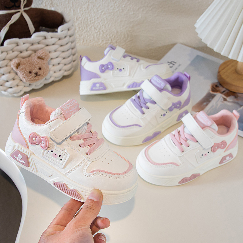 Girls' Little White Shoes 2026 Spring New Collection Children's Leather Surface Anti slip Soft Bottom Casual Board Shoes Girls' Cute Sports Shoes