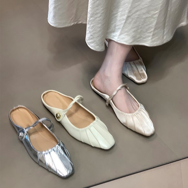 French style Baotou half slippers for women in summer, with a high-end feel for outdoor wear. Mary Jane shoes, M ü ller shoes, and cool slippers