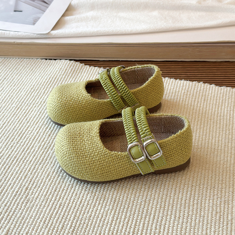 Girls' Boken leather shoes 2026 vintage plush Mary Jane leather shoes baby double button flat bottom anti slip single shoes Girls' Boken leather shoes 2026 vintage plush Mary Jane leather shoes baby double button flat bottom anti slip single shoes