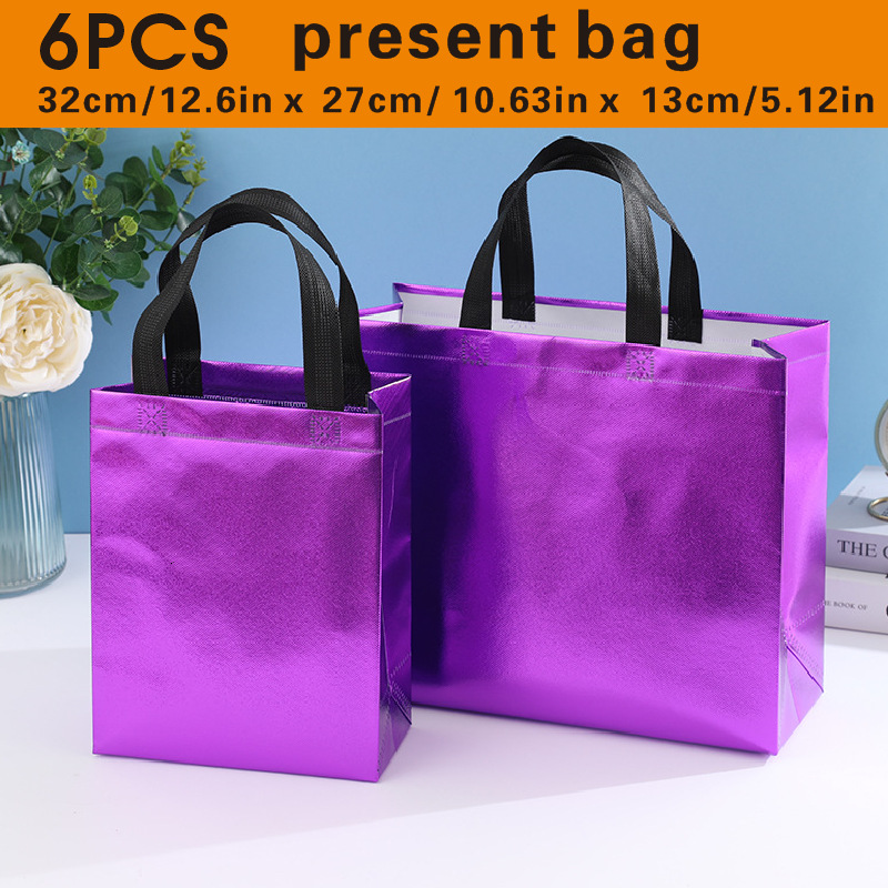 Color film laser non-woven bag coated aluminum plated clothing store tote bag cross-border souvenir shopping bag can print logo