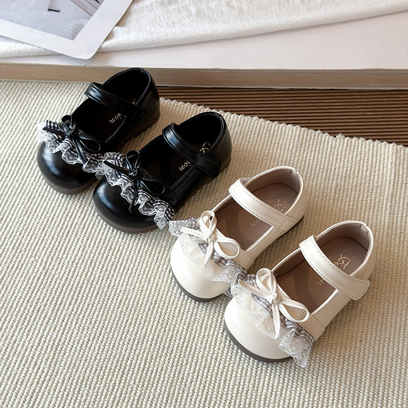 Girls' Princess Shoes 2026 Summer New Style Children's Fashion Mesh Leather Shoes Little Girls' Bow Soft soled Single Shoes