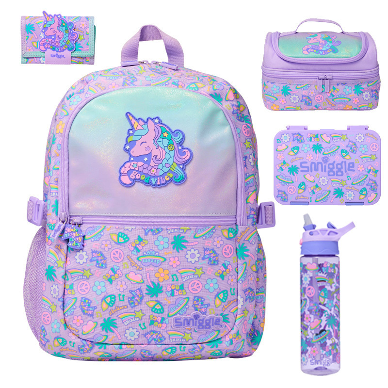 Australian smilgle backpack, coconut tree unicorn, primary and secondary school backpack, children's backpack, meal bag, pencil case, water cup Australian smilgle backpack, coconut tree unicorn, primary and secondary school backpack, children's backpack, meal bag, pencil case, water cup