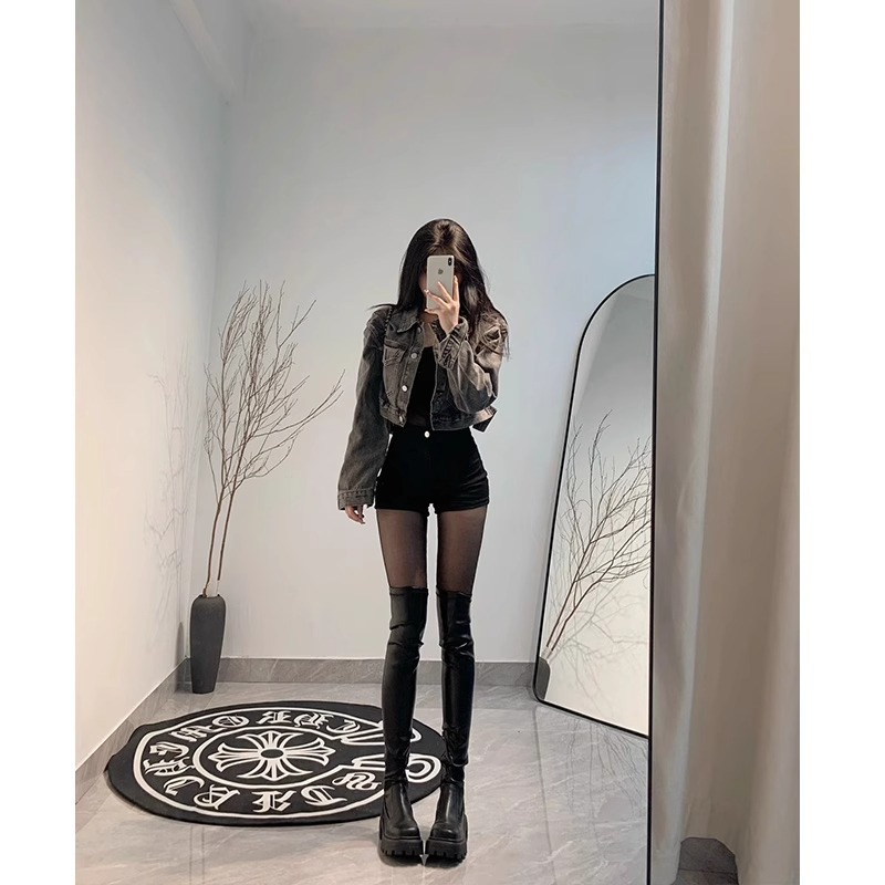 Knee over long boots for women, French style high boots, leg wraps, elastic slim boots, thick soled leather boots, knight boots