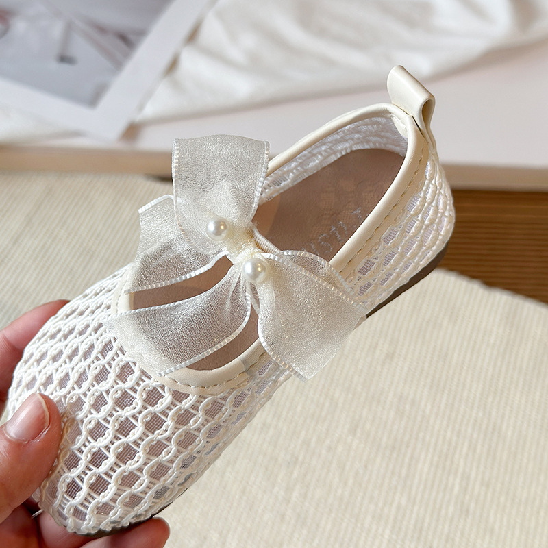 Children's Sandals 2026 Spring/Summer New Collection: Little Girls' Bow Princess Sandals Korean Edition Fashion Knitted Girls' Mesh Shoes Children's Sandals 2026 Spring/Summer New Collection: Little Girls' Bow Princess Sandals Korean Edition Fashion Knitted Girls' Mesh Shoes