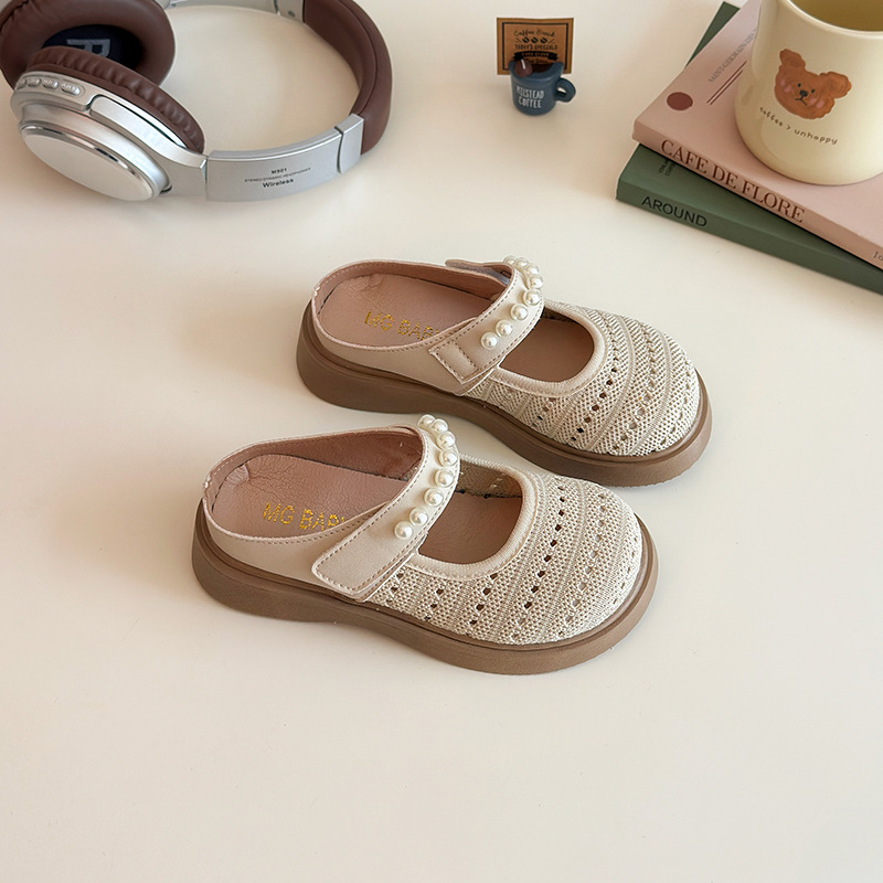 Girl's woven headband half slippers for women's outdoor wear 2025 new summer versatile mesh bow Haken cool slippers Girl's woven headband half slippers for women's outdoor wear 2025 new summer versatile mesh bow Haken cool slippers