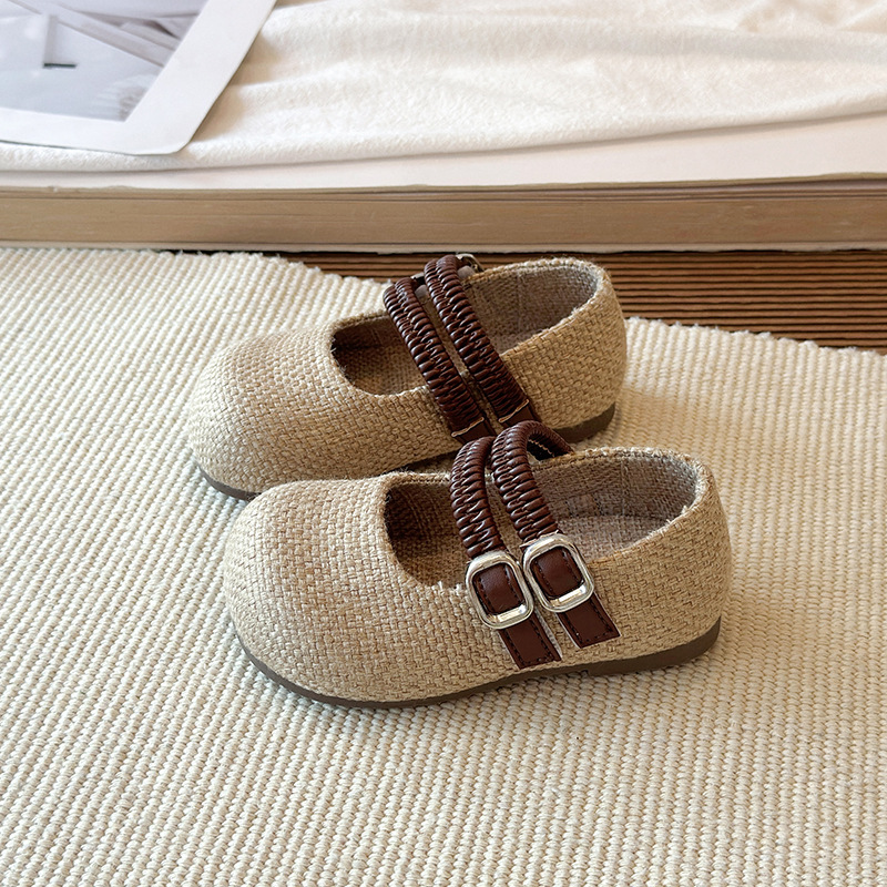 Girls' Boken leather shoes 2026 vintage plush Mary Jane leather shoes baby double button flat bottom anti slip single shoes Girls' Boken leather shoes 2026 vintage plush Mary Jane leather shoes baby double button flat bottom anti slip single shoes