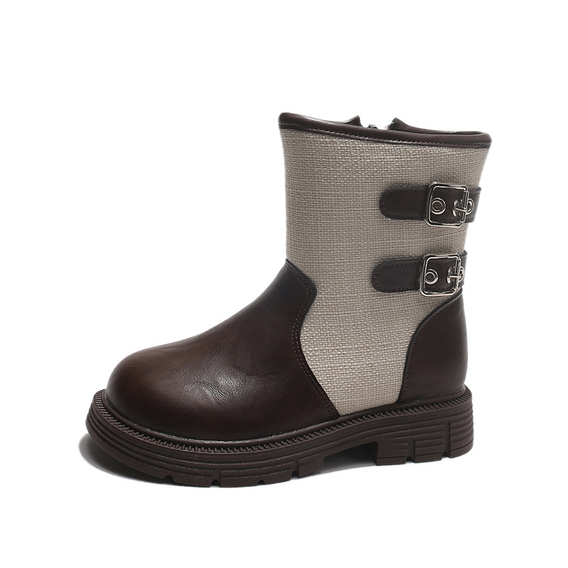 Girls' Fashion Boots 2026 Autumn New Collection Children's Versatile Western Style Medium High Top Leather Boots Korean Version Princess Soft Bottom Leather Boots Girls' Fashion Boots 2026 Autumn New Collection Children's Versatile Western Style Medium High Top Leather Boots Korean Version Princess Soft Bottom Leather Boots