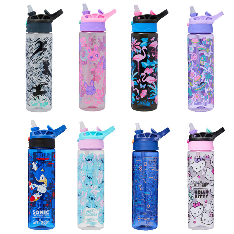 Australian Smiggle Water Bottle Primary School and Children Bouncing Water Cup Large Capacity Straw Cup Portable Sports Cup