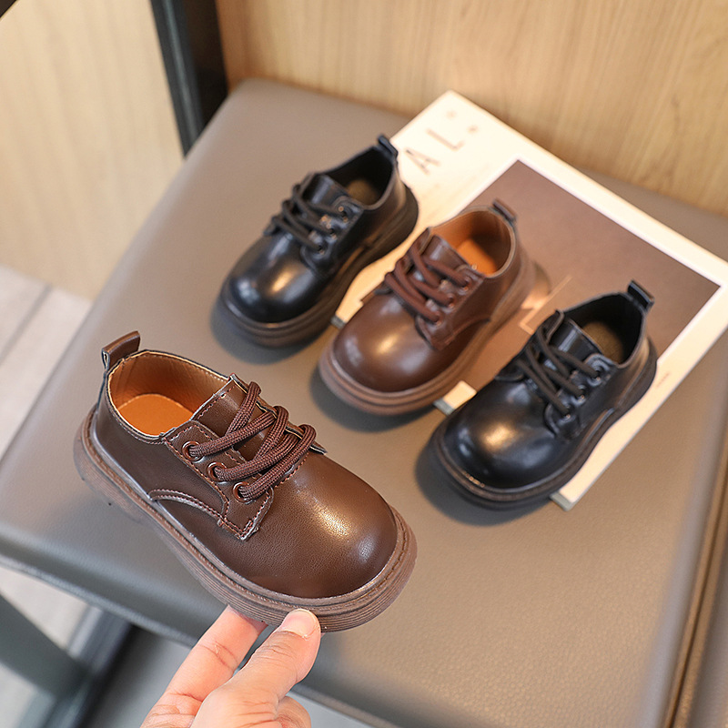 Children's Little Leather Shoes 2024 Spring New Style for Little Girls Simple British Performance Shoes Baby Soft soled Boys' Single Shoes Children's Little Leather Shoes 2024 Spring New Style for Little Girls Simple British Performance Shoes Baby Soft soled Boys' Single Shoes