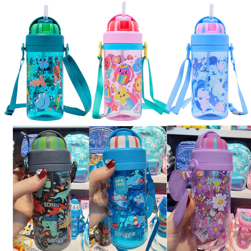 Australian Smiggle Water Cup Hydrating Sports Water Bottle Portable Crossbody Water Bottle Children's Straw Cup Cartoon Water Bottle