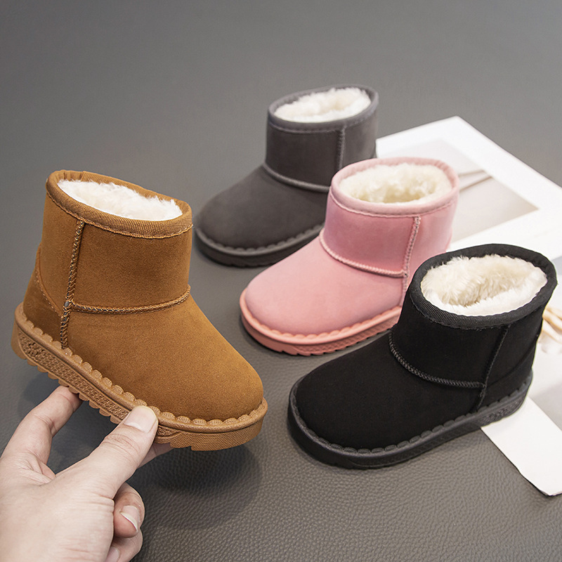 Children's snow boots 2024 winter versatile girls' boots baby plush warm boys' short boots anti slip