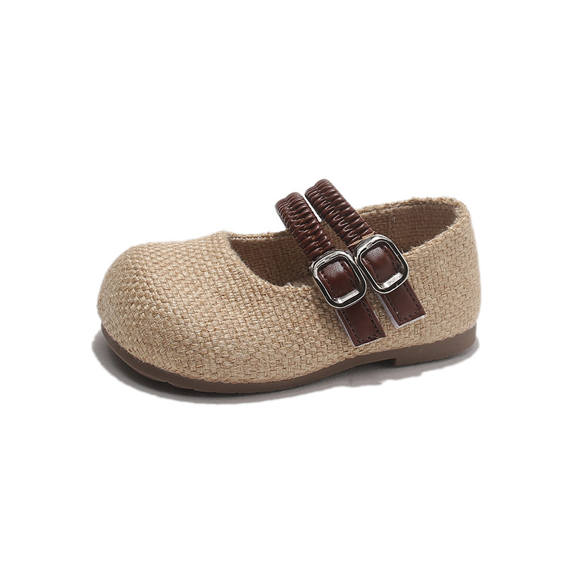 Girls' Boken leather shoes 2026 vintage plush Mary Jane leather shoes baby double button flat bottom anti slip single shoes Girls' Boken leather shoes 2026 vintage plush Mary Jane leather shoes baby double button flat bottom anti slip single shoes