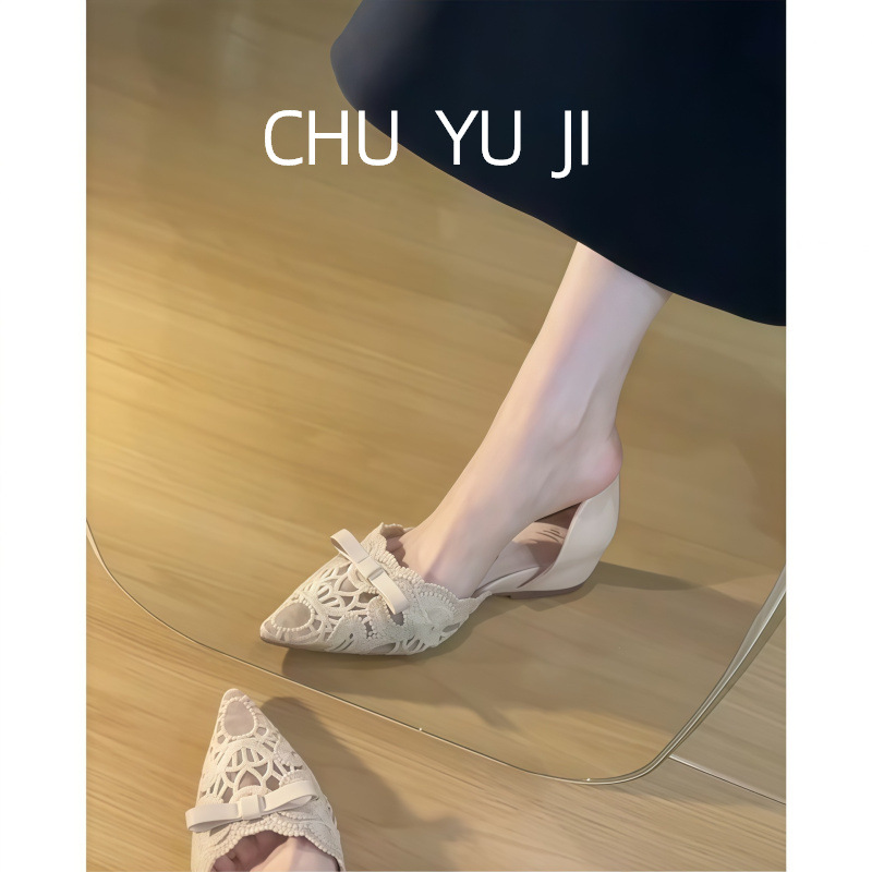First Encounter Season: Small stature, height increasing lace, shallow mouth, single shoes for women in spring, paired with skirts, pointed flat bridesmaid shoes
