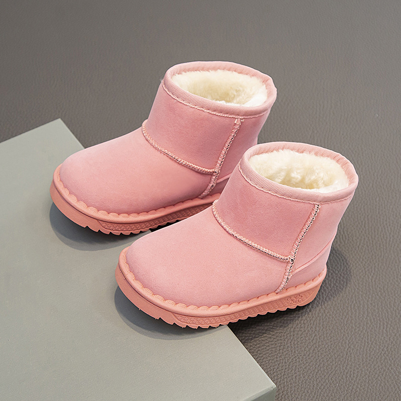 Children's snow boots 2024 winter versatile girls' boots baby plush warm boys' short boots anti slip Children's snow boots 2024 winter versatile girls' boots baby plush warm boys' short boots anti slip
