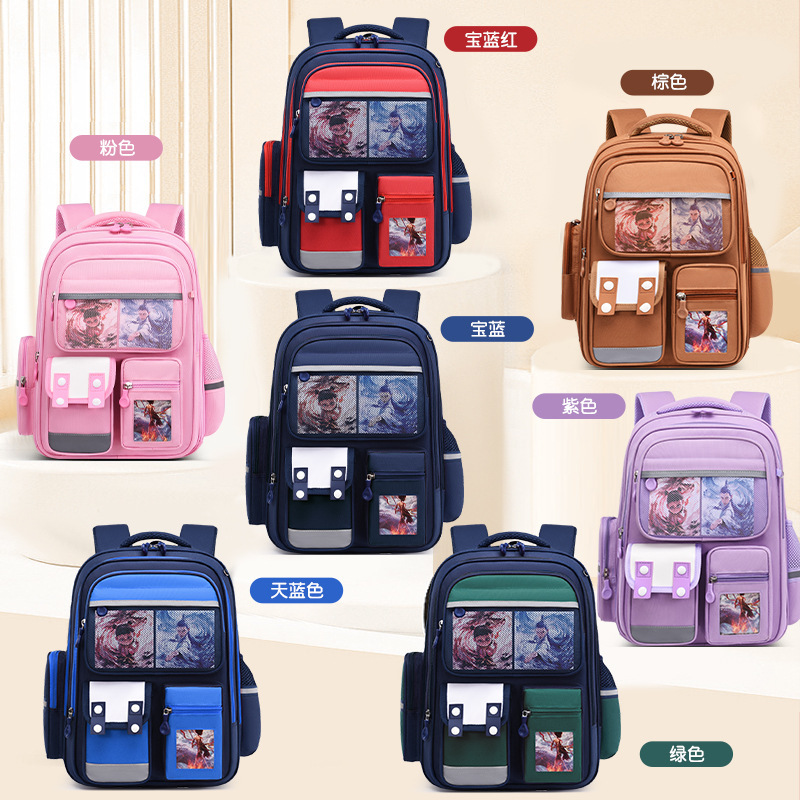 New Nezha backpack for primary school students from grades 1-3 to 6, boys and girls, children's anime cartoon backpack manufacturer wholesale