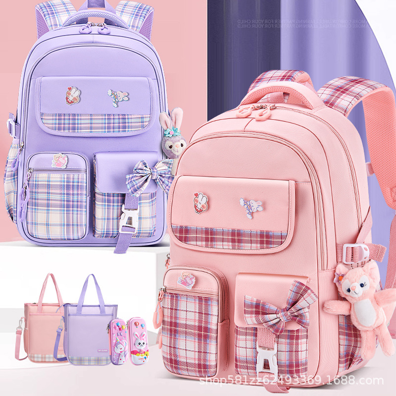 Cross border foreign trade elementary school students' school bags, cute large capacity backpacks for children and girls, wholesale and dropshipping for grades 1-3-9