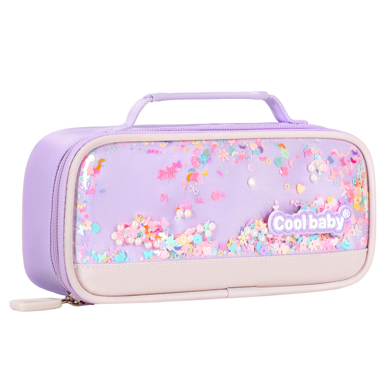 New Korean version British style pencil case, pencil pencil pencil case, double-layer zipper, large capacity, multifunctional, boys and girls, solid color