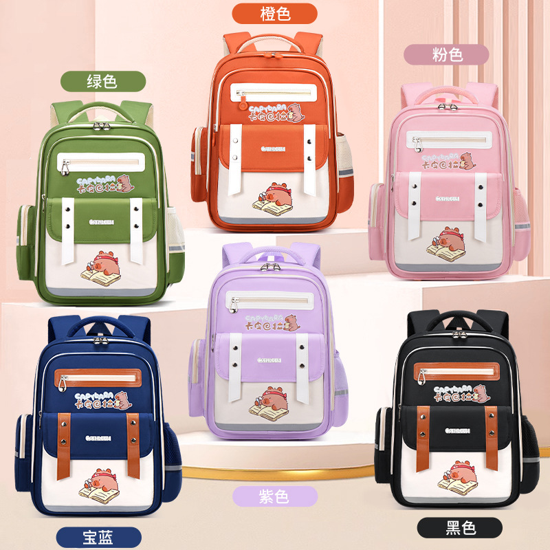 Starting season, Yunyun elementary school students' backpacks and spine protectors for boys and girls in grades 3-6, children's backpacks, Kapibala backpacks