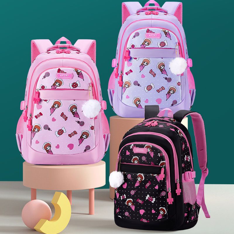 Primary school students' backpacks with large capacity for girls in grades one, two, three, to six, reducing weight, wear-resistant backpacks, wholesale reducing weight, breathable