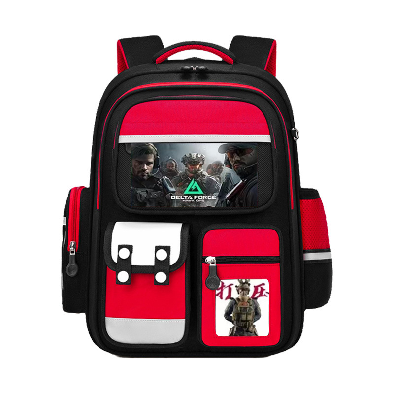 New elementary school student backpack, lightweight, spine protecting, waterproof, delta action backpack for boys in grades one, two, three, and six