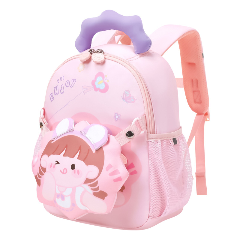 New cute cartoon little girl's backpack for kindergarten, contrasting colors, little cat, children's handbag, boys' outdoor backpack