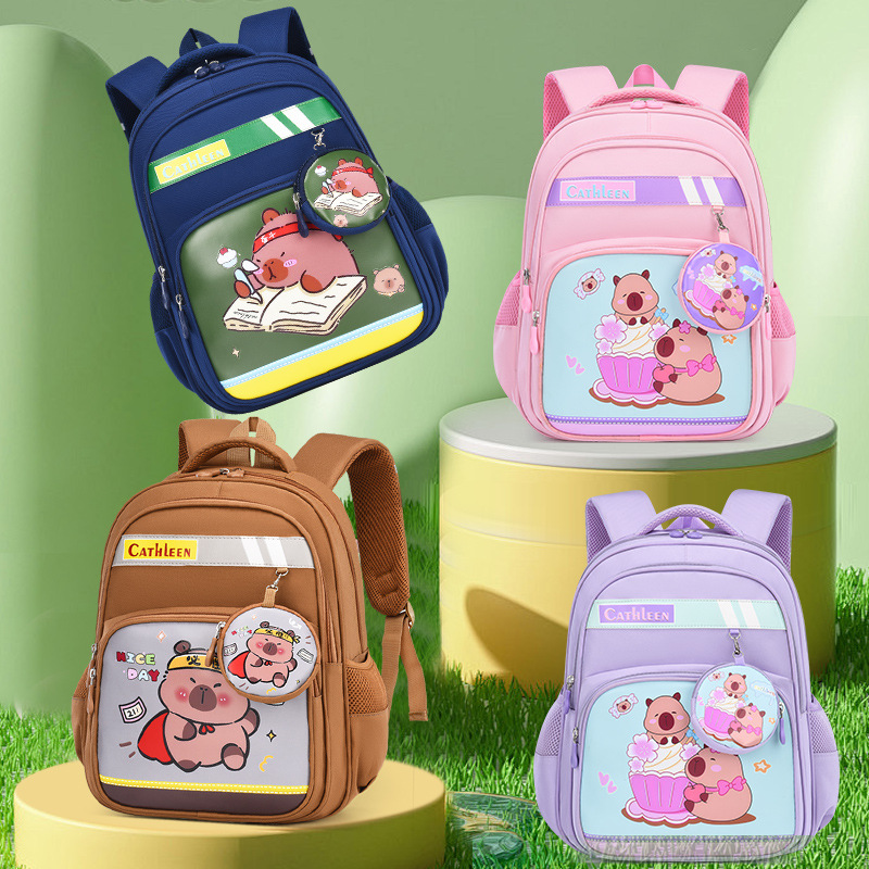 Kapibala children's elementary school backpack, water dolphin, grades one, two, three to six, waterproof and load reducing for both boys and girls' shoulders