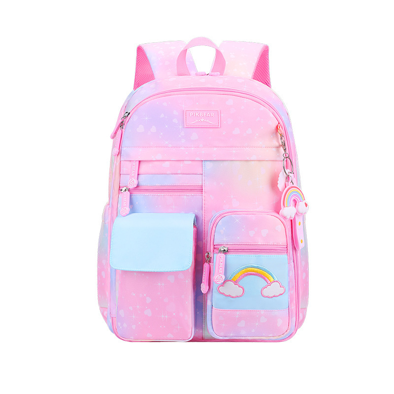 Cross border elementary school princess backpack cute casual refrigerator door opening multifunctional backpack gradient color girls backpack