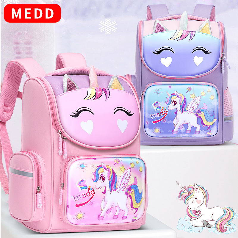 Elementary school backpack for girls from grades 1-3 to 6, unicorn mermaid girl space backpack for third grade