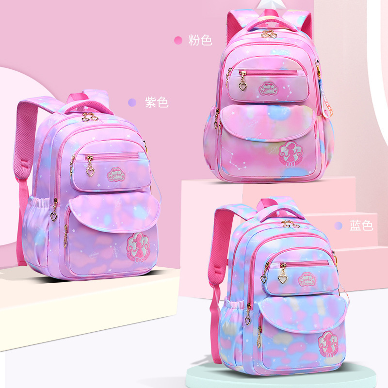 2026 new elementary school girls backpack princess backpack lightweight Oxford cloth gradient cloud cross-border foreign trade