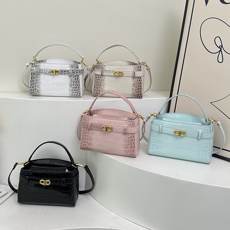 Cross border fashion platinum small bag 2026 new casual crocodile pattern hand-held Kelly bag versatile single shoulder crossbody bag