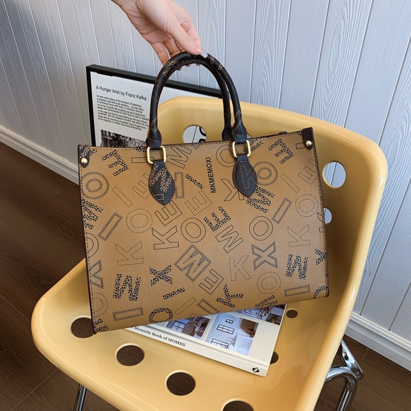 Cross border 2026 New Style Fashionable Simple Large Capacity Letter Vintage Tote Bag Handheld Commuter Women's Bag