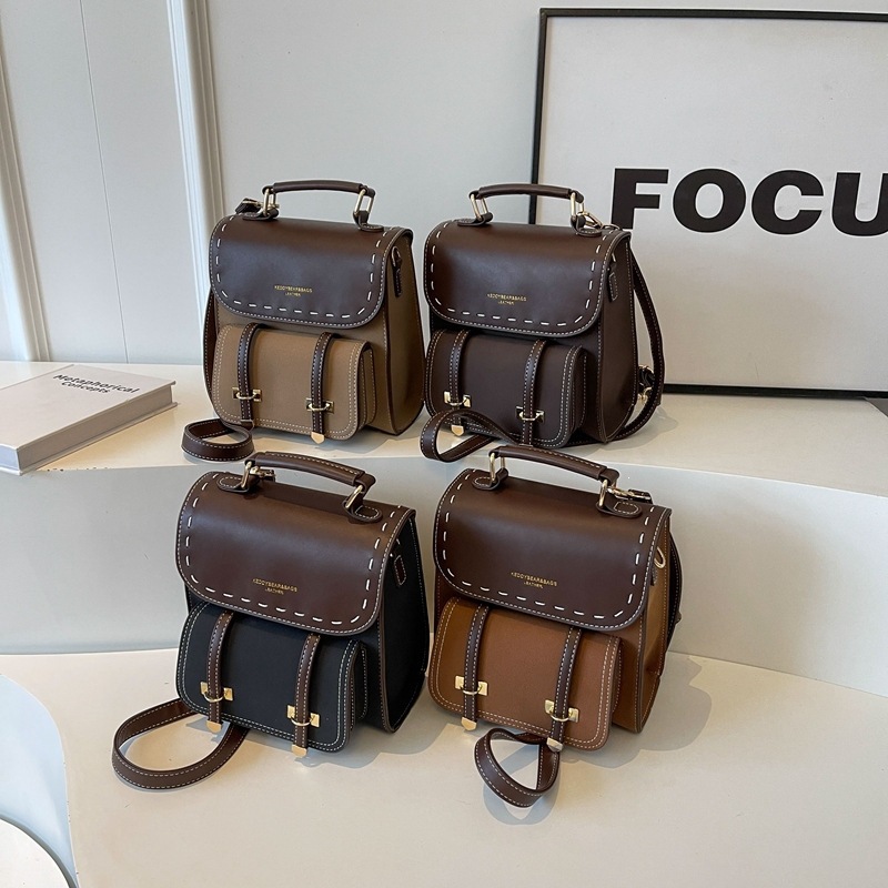 European and American retro western-style backpack 2026 casual niche design texture single shoulder crossbody bag contrasting bags women's bag