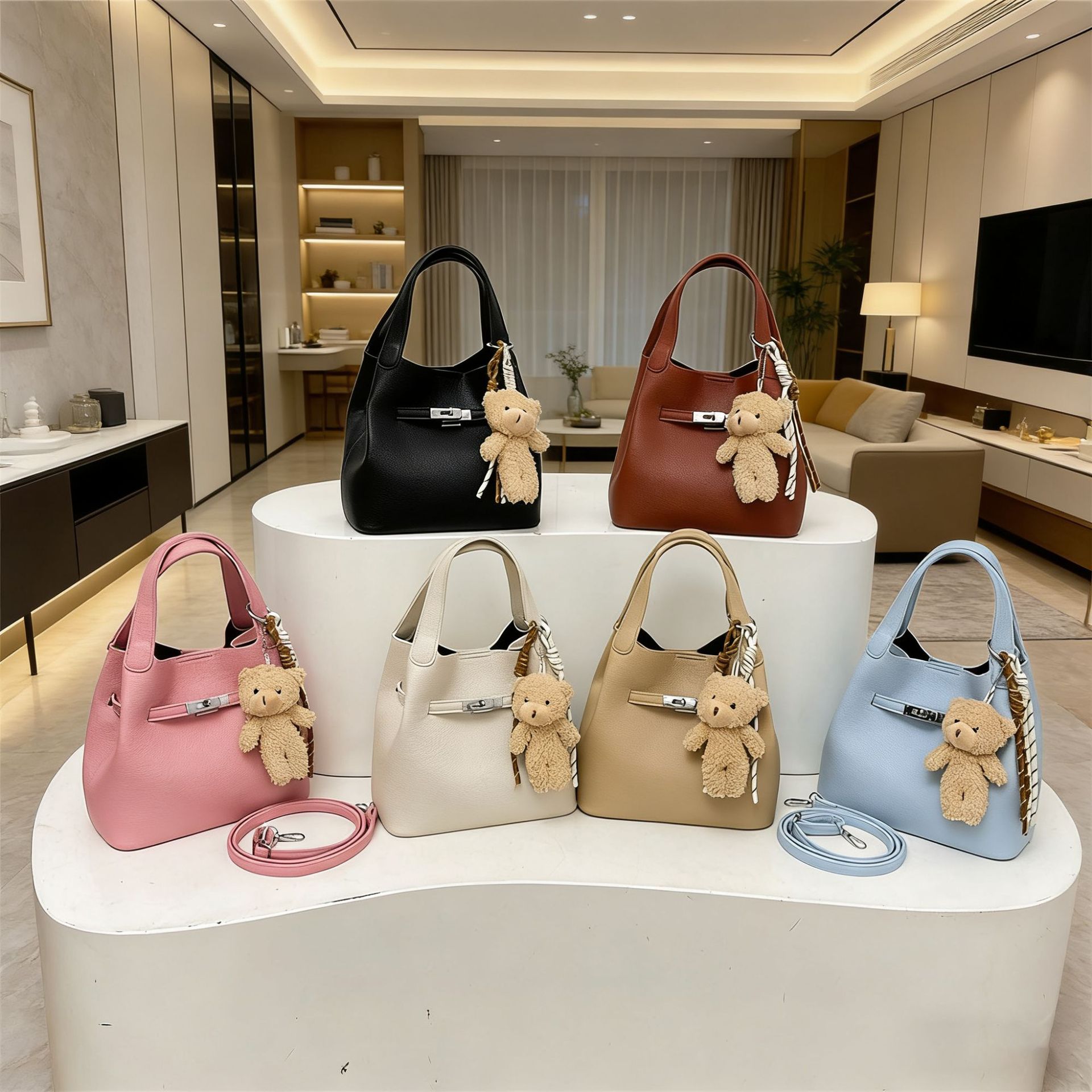 Bags Cross border Texture Handbag Crossbody Bag Women's New Retro Simple Bucket Bag Versatile Casual Shoulder Bag