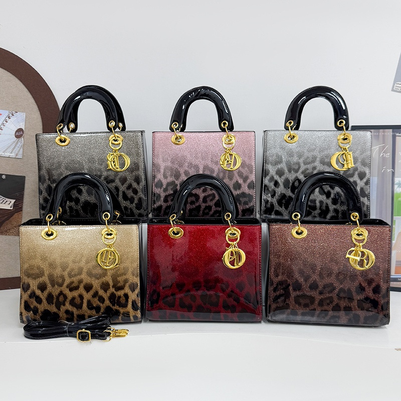 Bags luxury handbag 2025 new cross-border mirror lacquered leather Daifei bag gradient leopard print single shoulder crossbody bag