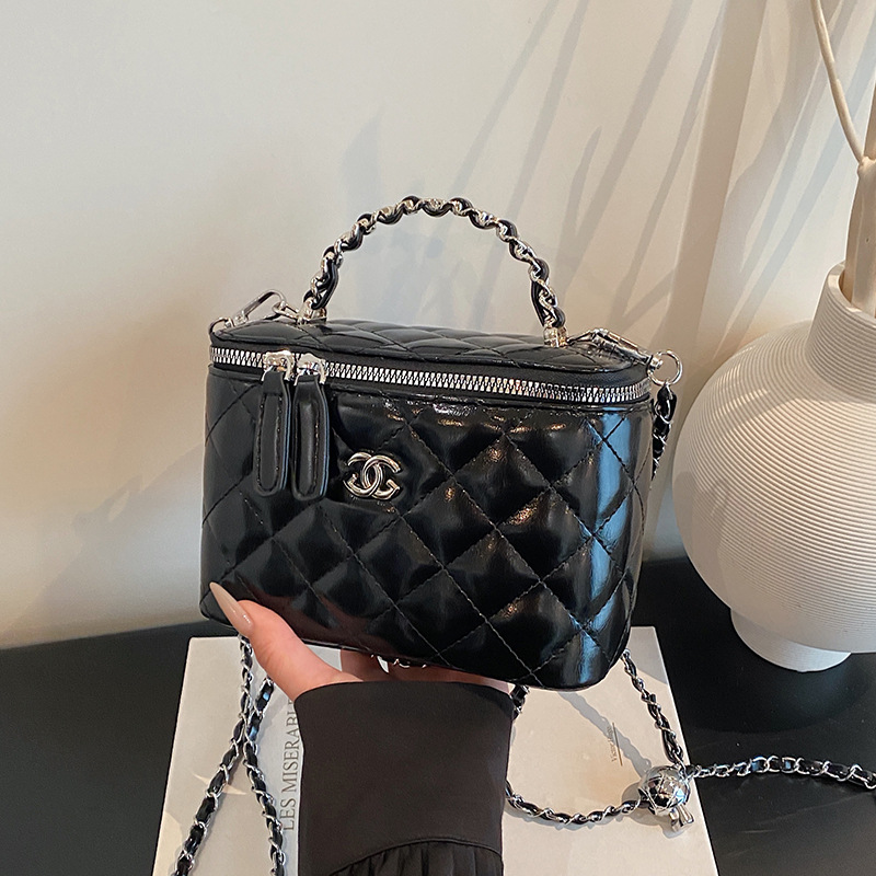 2026 new Korean version large capacity diamond grid chain bag trendy and fashionable summer box bag Golden Ball shoulder crossbody bag