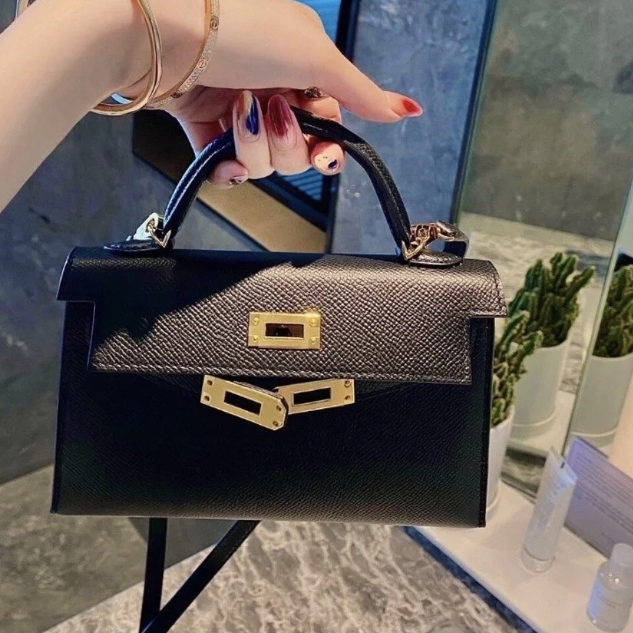 Genuine leather second-generation mini Kelly bag for women 2026 new model, high-end and light luxury women's bag, versatile single shoulder crossbody small bag
