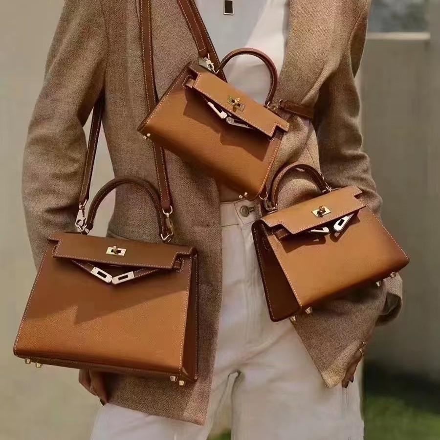 Made of genuine leather, second-generation mini Kelly bag for women 2023, new high-end, light luxury women's bag, versatile single shoulder crossbody small bag Made of genuine leather, second-generation mini Kelly bag for women 2023, new high-end, light luxury women's bag, versatile single shoulder crossbody small bag