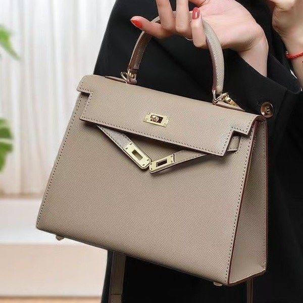 Genuine leather second-generation mini Kelly bag for women 2026 new model, high-end and light luxury women's bag, versatile single shoulder crossbody small bag