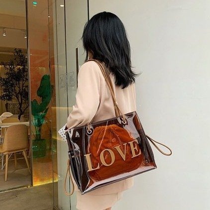 Tote bag, large capacity transparent jelly shoulder crossbody bag, trendy large bag, 2026 new Korean version bag, women's cross-border bag