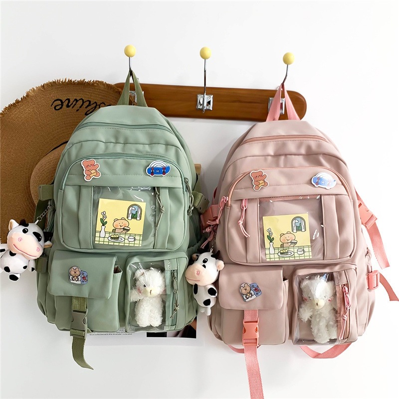 Backpack for women, new Korean version student bag, junior high school student backpack, Oxford cloth Harajuku style backpack, foreign trade backpack