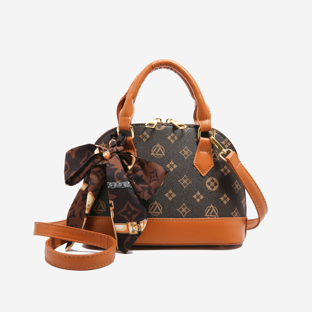 Cross border new retro printed handbag for women, high-end and fashionable single shoulder crossbody bag, versatile shell bag for women Cross border new retro printed handbag for women, high-end and fashionable single shoulder crossbody bag, versatile shell bag for women