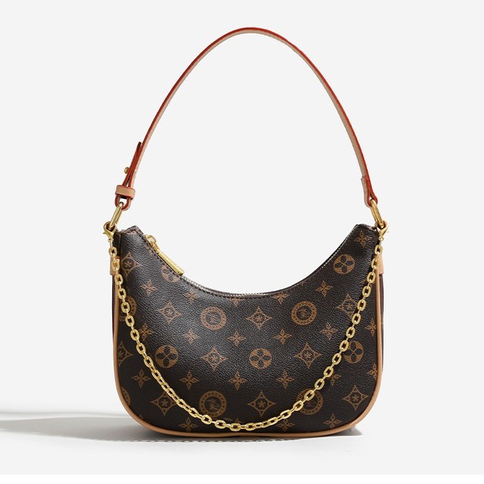 Crescent shaped Dumpling Bun with Advanced Feeling, Old Flower Underarm Bag, Women's 2025 New Light Luxury Retro Single Shoulder Cross Shoulder Small Bag