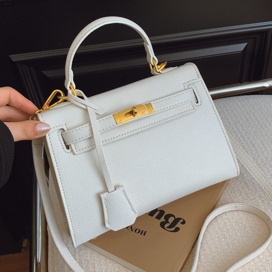 Made of genuine leather, second-generation mini Kelly bag for women 2023, new high-end, light luxury women's bag, versatile single shoulder crossbody small bag
