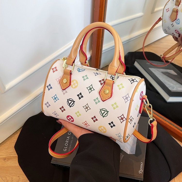 Cross border Classic Vintage Boston Pillow Bag 2026 New Fashionable Printed Versatile Handheld Diagonal Shoulder Bag