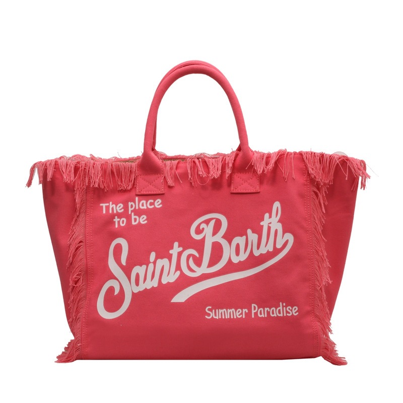 Cross border European and American handmade tassel beach canvas bag for women, 2026 new printed tote bag, large capacity shoulder bag Cross border European and American handmade tassel beach canvas bag for women, 2026 new printed tote bag, large capacity shoulder bag