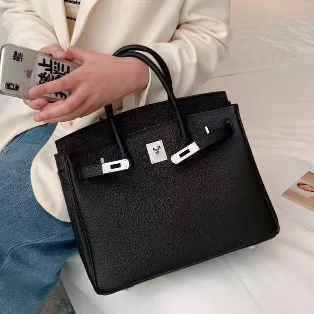 Togo Platinum Bag Genuine Leather Lychee Pattern Cowhide Silver Buckle Handbag Premium Kelly Single Shoulder Women's Crossbody Bag
