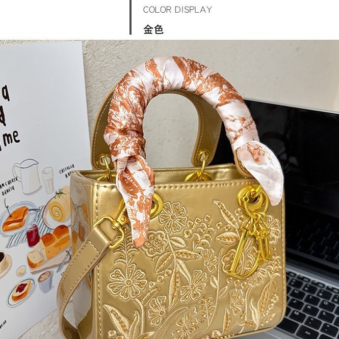Cross border women's bag 2025 new fashionable and versatile shiny surface heavy embroidery Daifei bag handbag shoulder crossbody bag