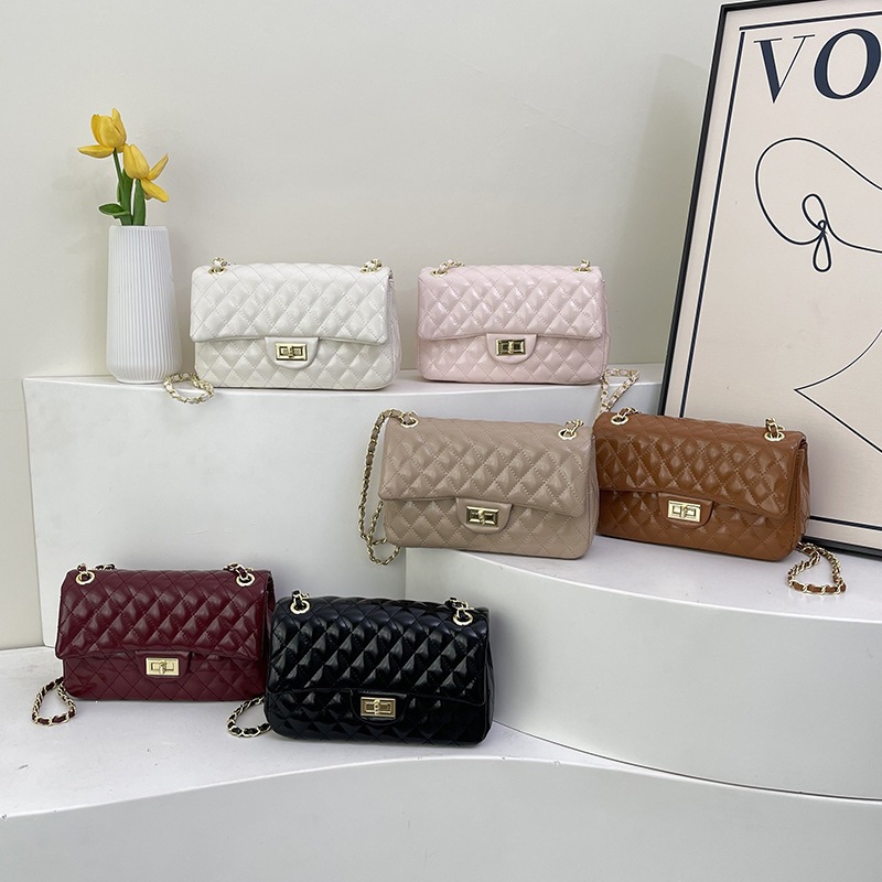2026 Cross border New European and American Fashion Small Fragrant Style Ling Grid Chain Handbag for Women, Shoulder Cross Shoulder Small Square Bag Batch
